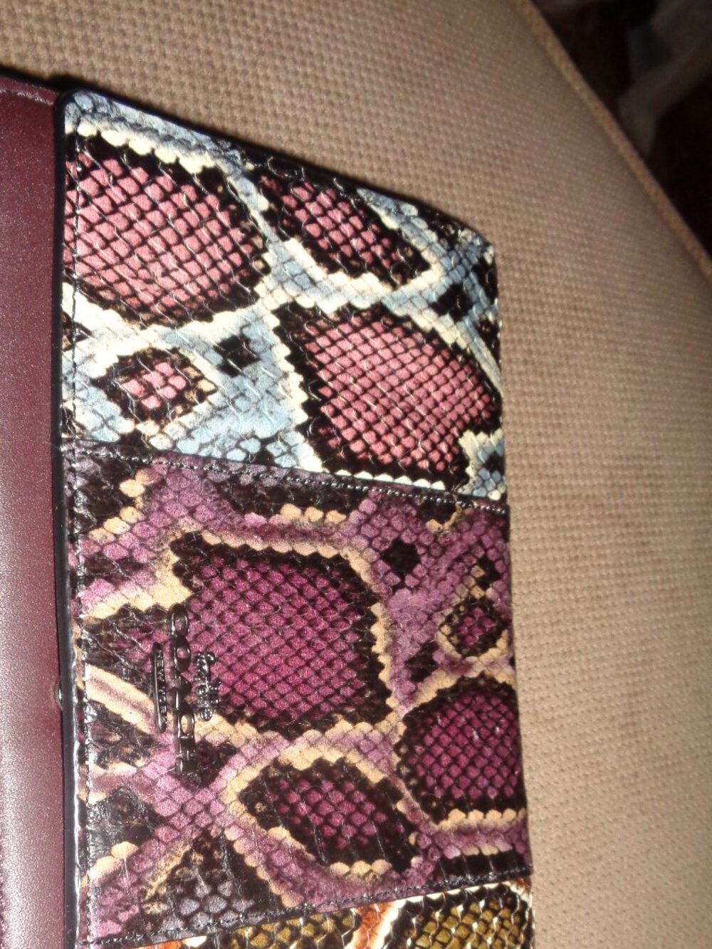 Coach Callie Clutch Handbag Purse Colorblock Animal Print Snakeskin